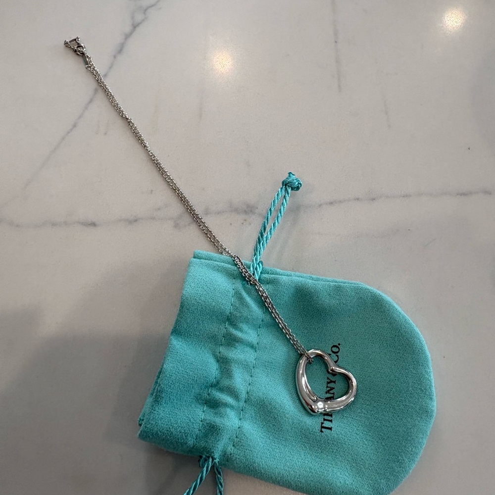 Tiffany & Co. Silver Elsa Peretti Heart Pendant Necklace